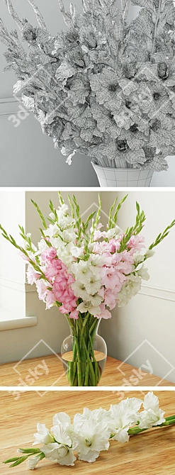 Elegant Gladiolus Bouquet 3D model image 3