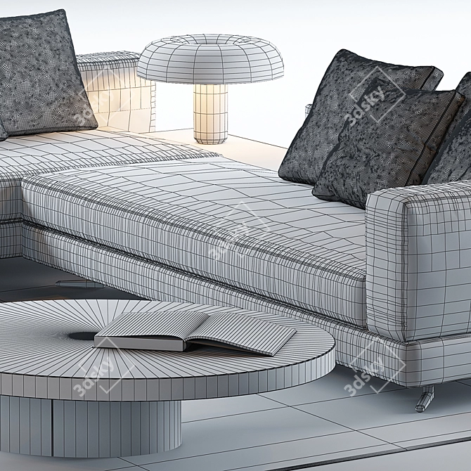 Contemporary Minotti Set 5: Sofa, Chair, and Coffee Table 3D model image 3