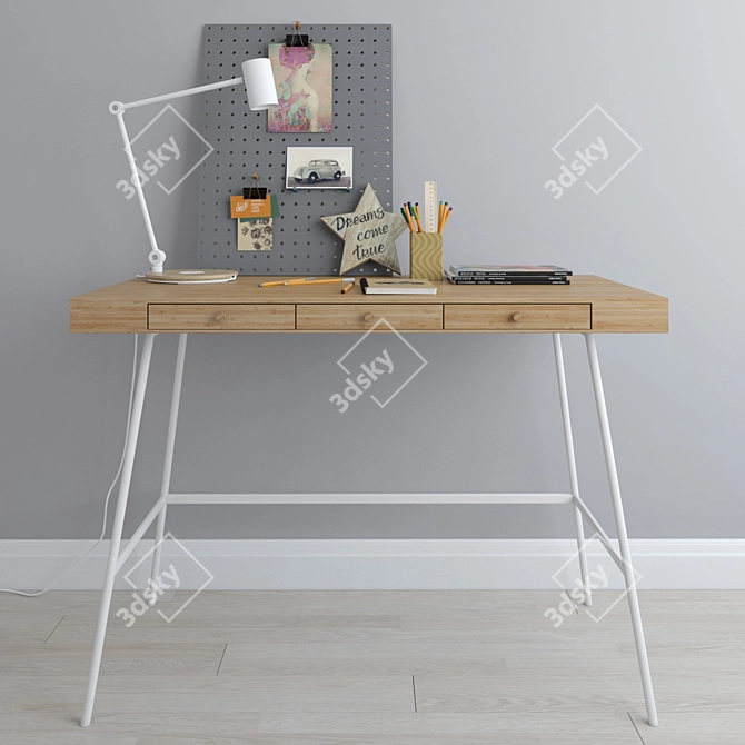 LILLASEN Desk: Elegant Workspace with Decor 3D model image 1