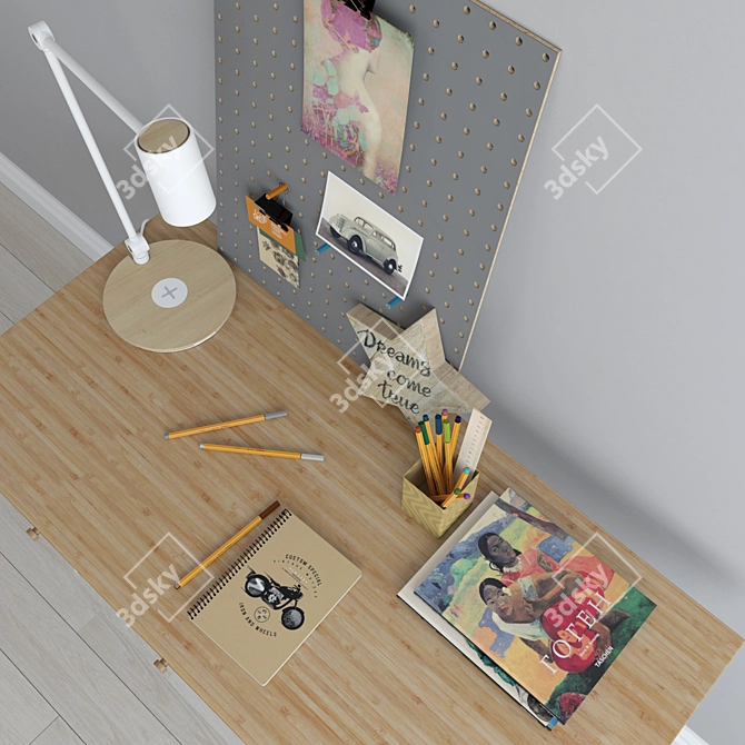 LILLASEN Desk: Elegant Workspace with Decor 3D model image 3