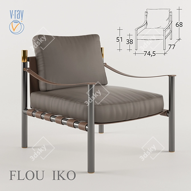 Cozy Chic: Flou IKO Small Armchair 3D model image 1