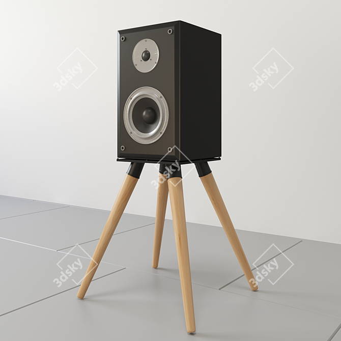 Solid Wood Speaker Stands 3D model image 1