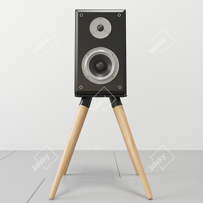 Solid Wood Speaker Stands 3D model image 2