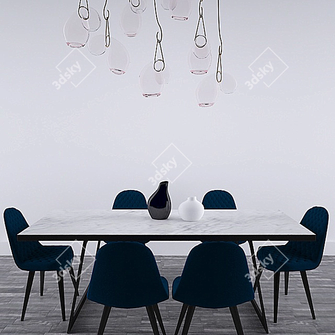 Sleek Modern Dining Set 3D model image 2