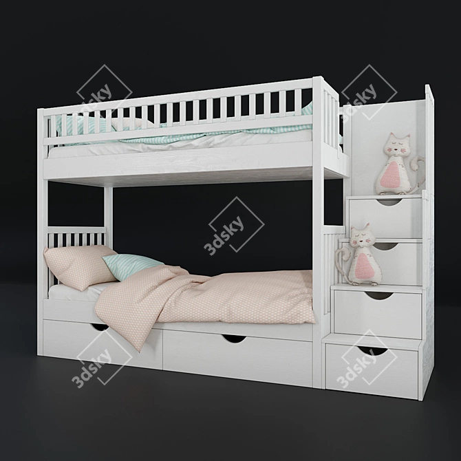 Artek Two-Level Kids Bed with Stairs 3D model image 2