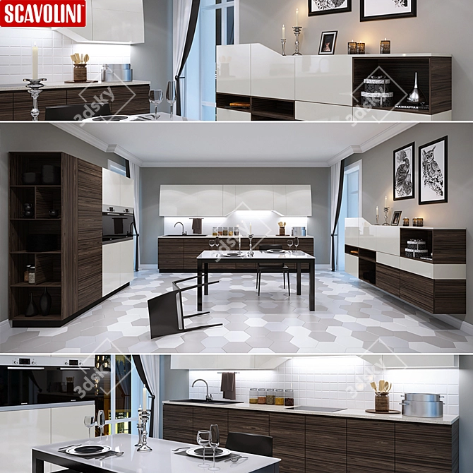 Scavolini Swing Lineare Kitchen 3D model image 1