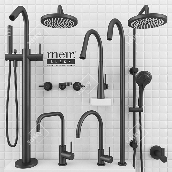 Meir Matte Black Bathroom & Kitchen Set 3D model image 1