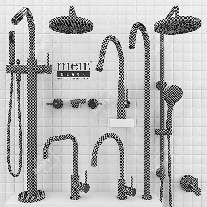 Meir Matte Black Bathroom & Kitchen Set 3D model image 3