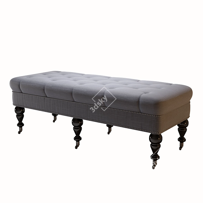 Elegant Charcoal Upholstered Bench 3D model image 1