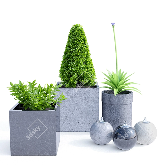 Modern UV Mapped Planter Group 3D model image 1