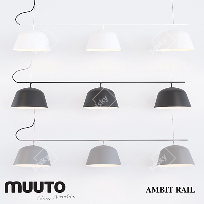 Ambit Rail: Minimalist Pendant Lighting 3D model image 2