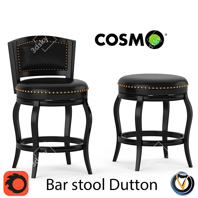 Elegant Gevei Wood Dutton Stool 3D model image 1