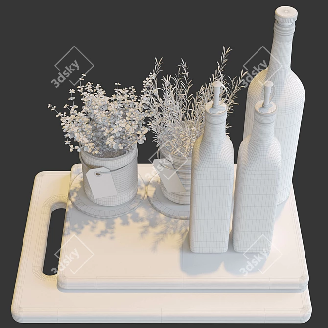 Gourmet Kitchen Essentials: Herbs, Coasters, Olive Oil, Cutting Boards 3D model image 2