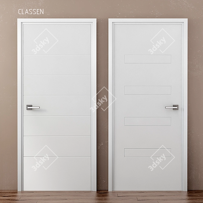 Classen Linea B White Lacquered Doors 3D model image 1