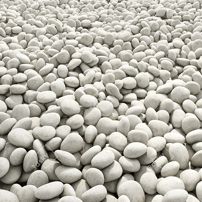 White Pebble Road Set 3D model image 1