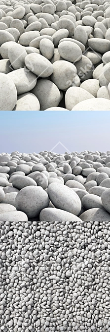 White Pebble Road Set 3D model image 2