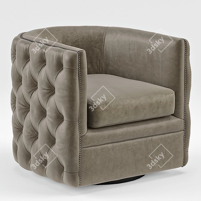 Title: Sawyer Gray Swivel Round Leather Chair 3D model image 1