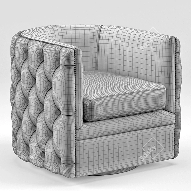 Title: Sawyer Gray Swivel Round Leather Chair 3D model image 3