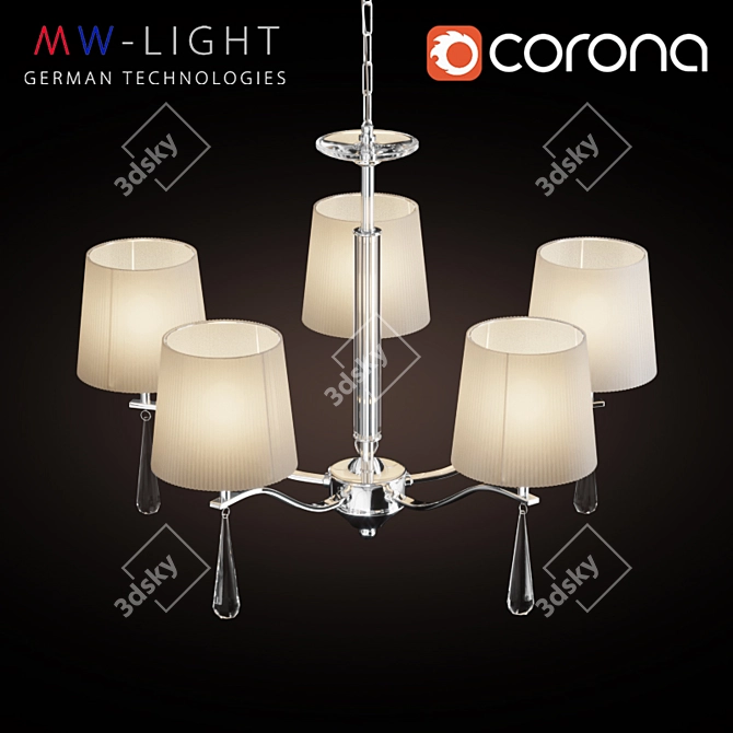 Elegant Prato Chandelier with Crystals 3D model image 2