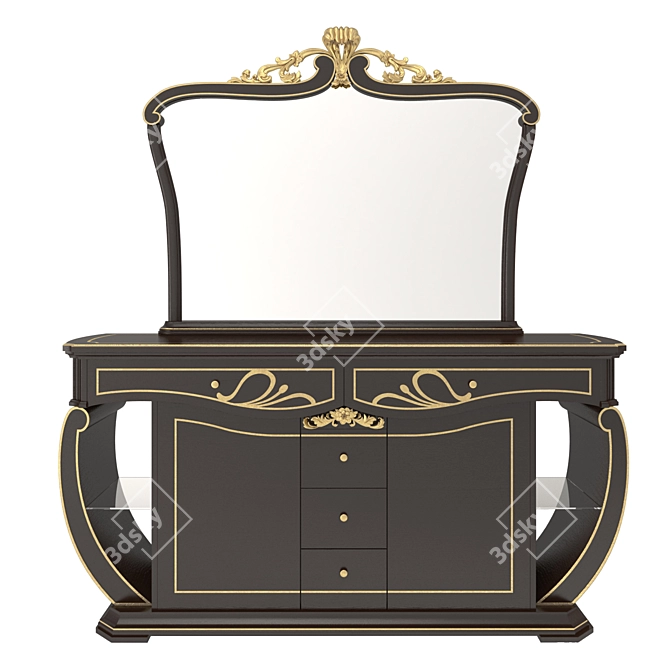 Wood & Gold Sideboard with Mirror, Frandiss 2017 3D model image 1