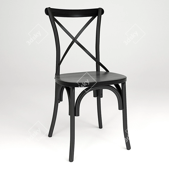  Sleek Ebony Cross Chair: Bella's Black Beauty 3D model image 1