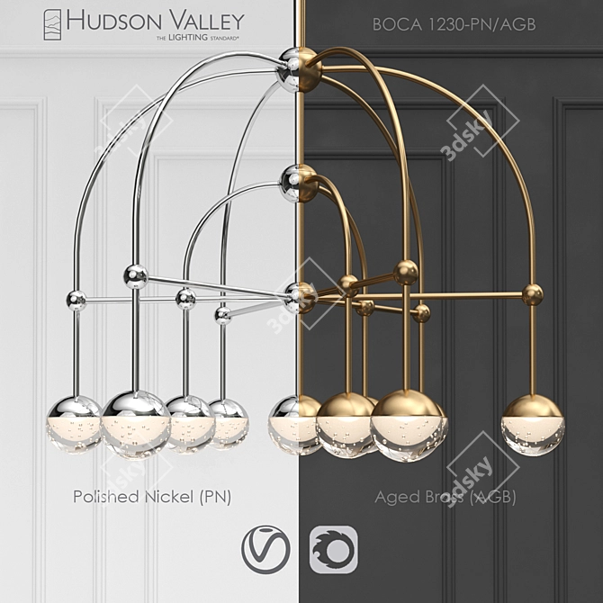 BOCA Chandelier 1230-PN/AGB - Elegant Lighting Fixture 3D model image 1