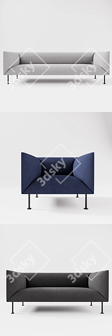 Sleek Godot Sofa Set 3D model image 2