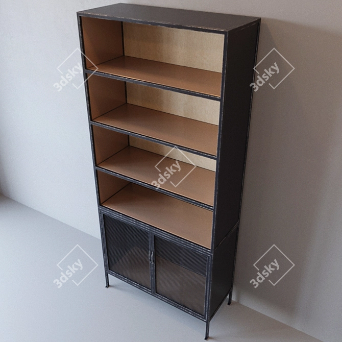 Dark Metal Mesh Industrial Cabinet 3D model image 2