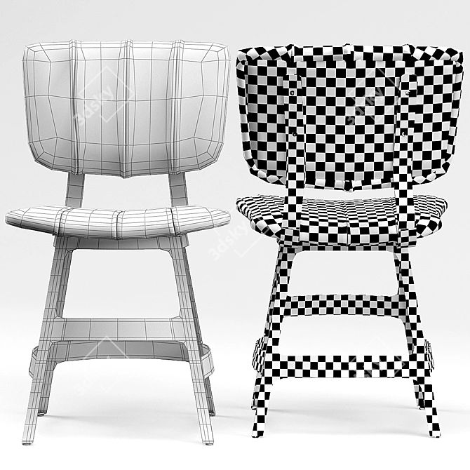 Stylish Robertson Brown Leather Chair 3D model image 3