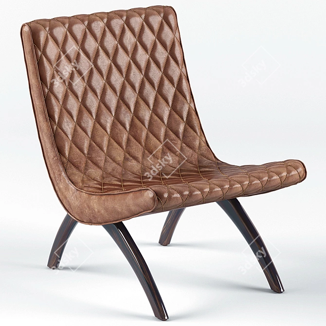Danforth Chestnut Quilted Leather Chair 3D model image 1