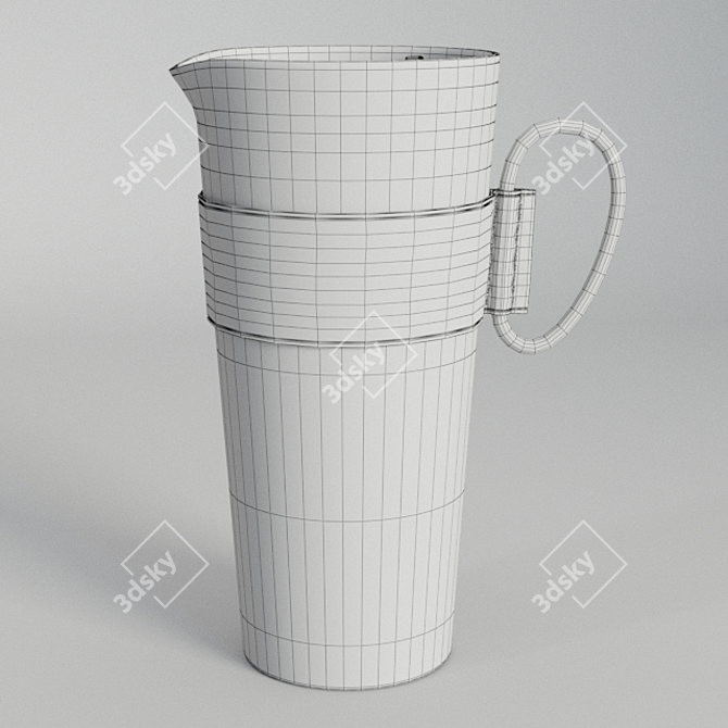 Elegant Leather-Collared Glass Pitcher 3D model image 2