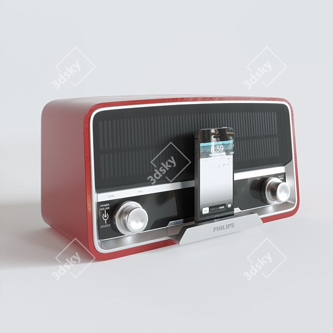 Retro Philips Radio + iPhone5s: A Vintage Combo 3D model image 1