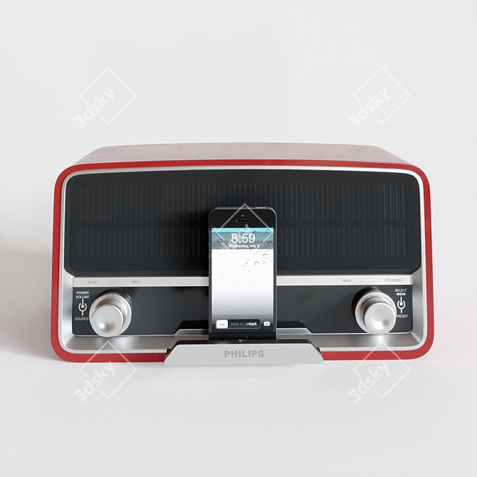 Retro Philips Radio + iPhone5s: A Vintage Combo 3D model image 2