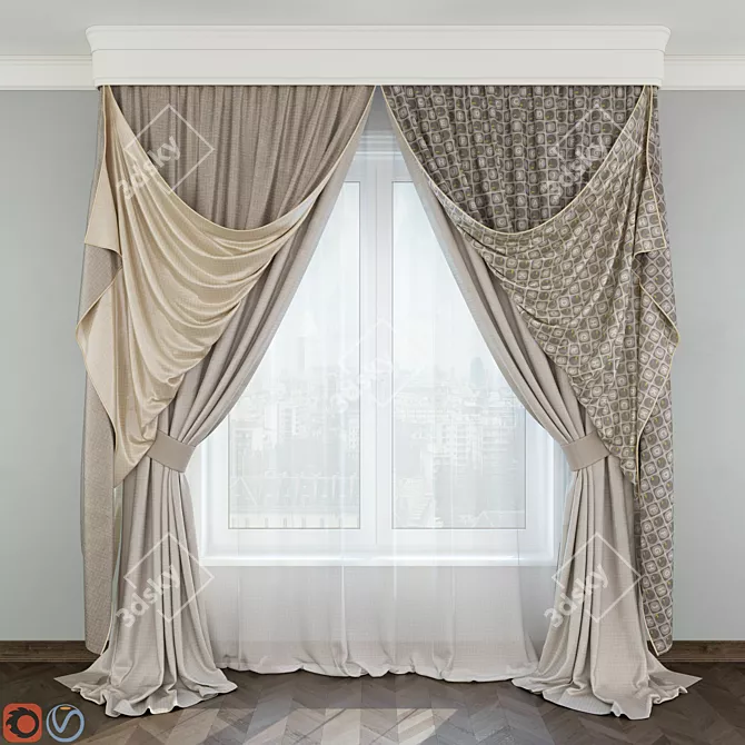 Elegant Curtain Collection 3D model image 2