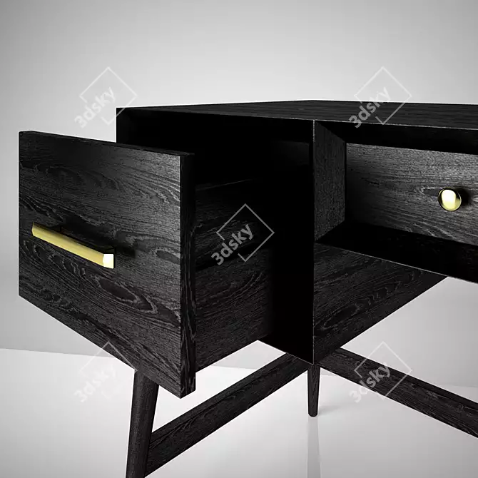 Sleek Black Writing Desk 3D model image 2