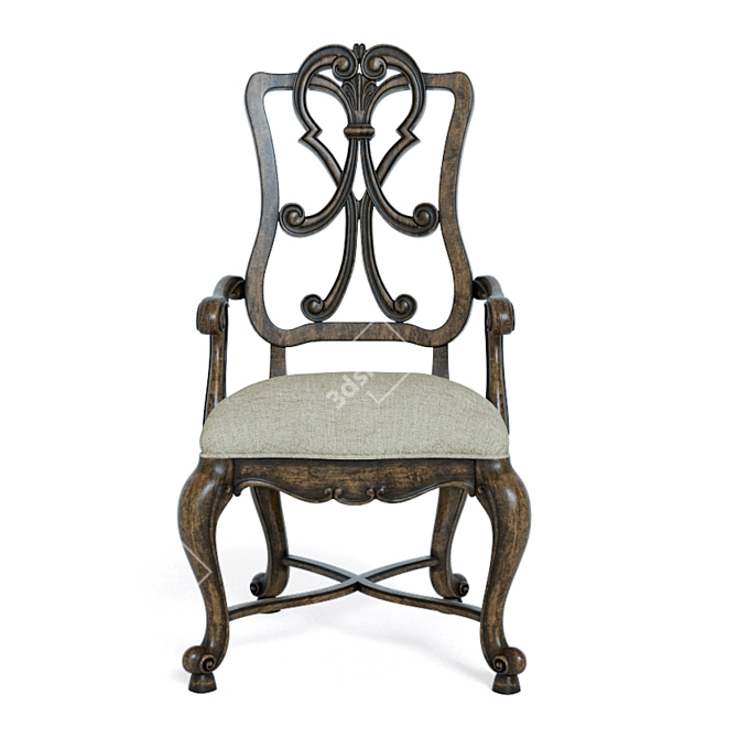 Rustic Charm Wood Armchair 3D model image 2