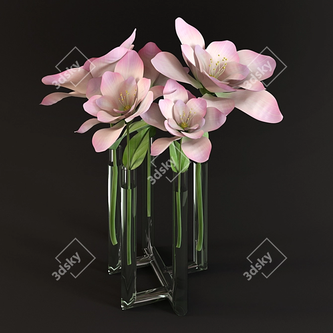 Elegant Blossom Vase 3D model image 1