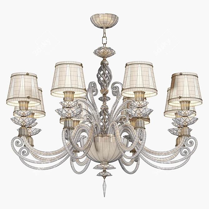 Elegant Satin Shade Chandelier 3D model image 2