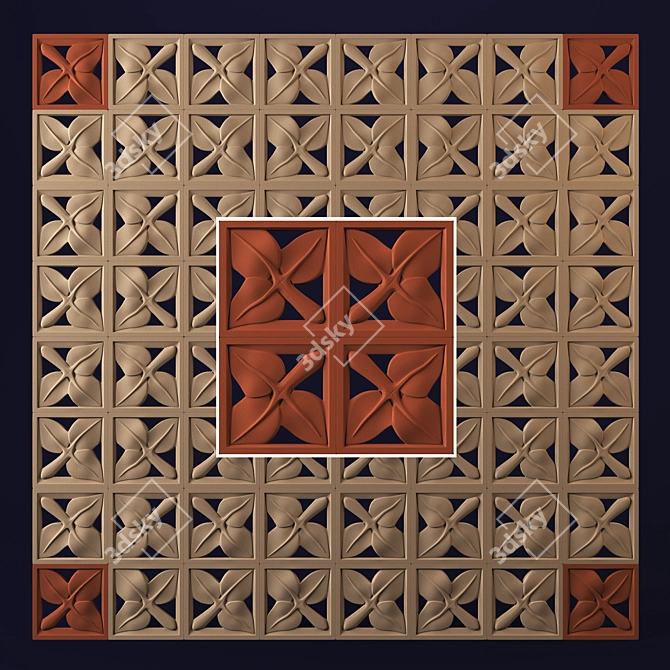Geometric Ceramic Panel: Cobogó No.2 3D model image 2