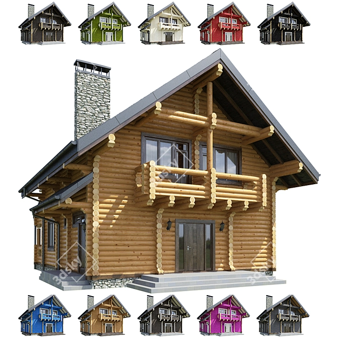 Timber Haven: Cozy & Sustainable Dream Home 3D model image 1