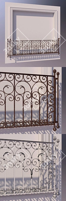 Elegant Forged Balcony Fences 3D model image 3