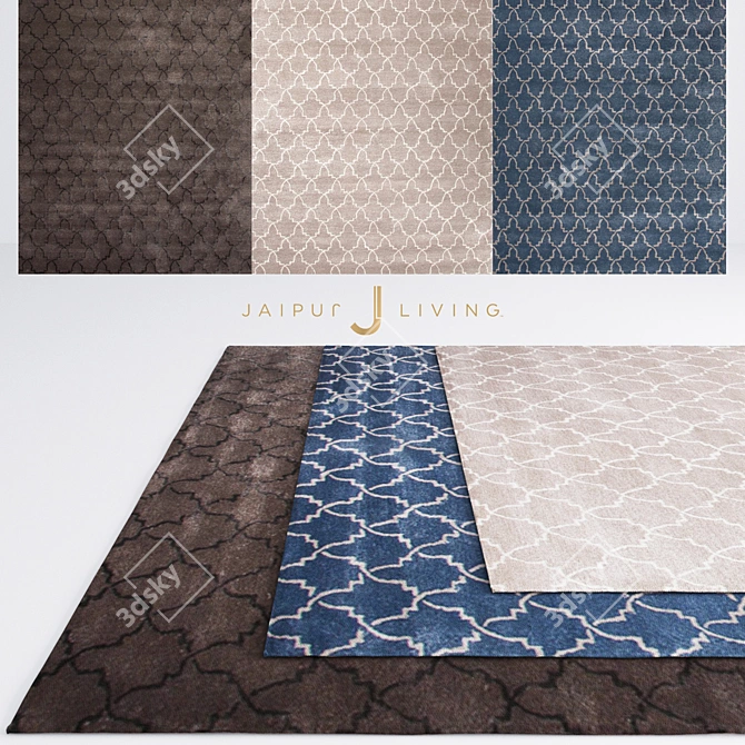 Elegant Jaipur Clan Rug 3D model image 1
