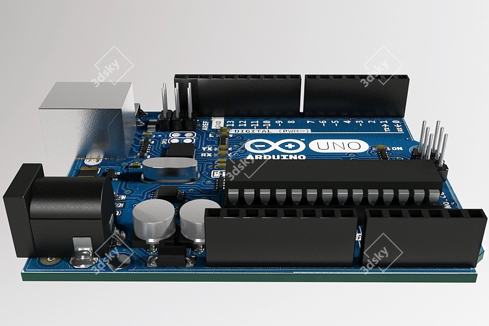 Arduino Uno: Authentic Microcontroller for DIY Projects 3D model image 2