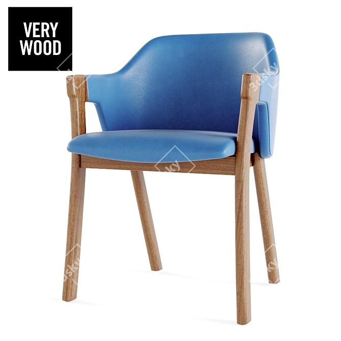 Elegant Loden Wood Chair 3D model image 1