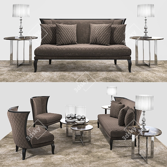 Byron DVHome Collection: Sofa, Cushions, Armchair, Tables, Lamp, Vase, Rug 3D model image 1