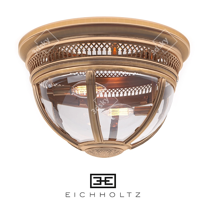 Colonial Brass Crystal Ceiling Lamp 3D model image 1