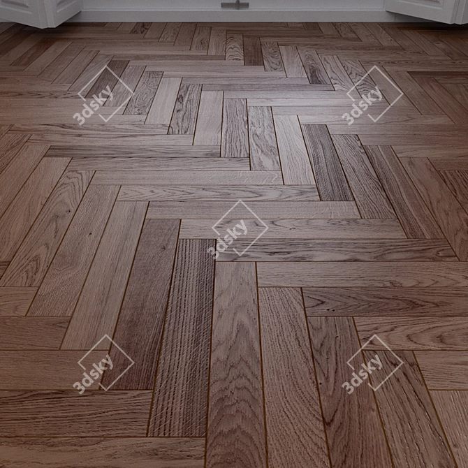 Oak Herringbone: High-Quality Real-World Floor 3D model image 1