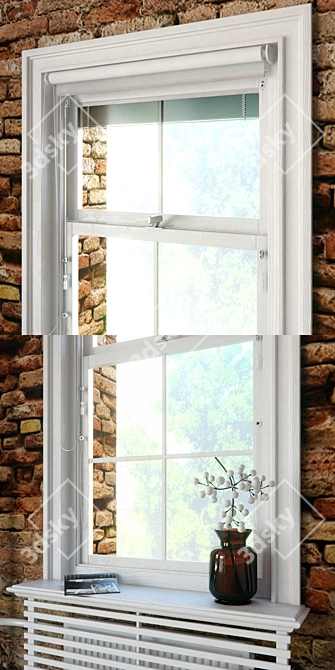 Scandi-Style Windows: Rollers & Blinds 3D model image 2