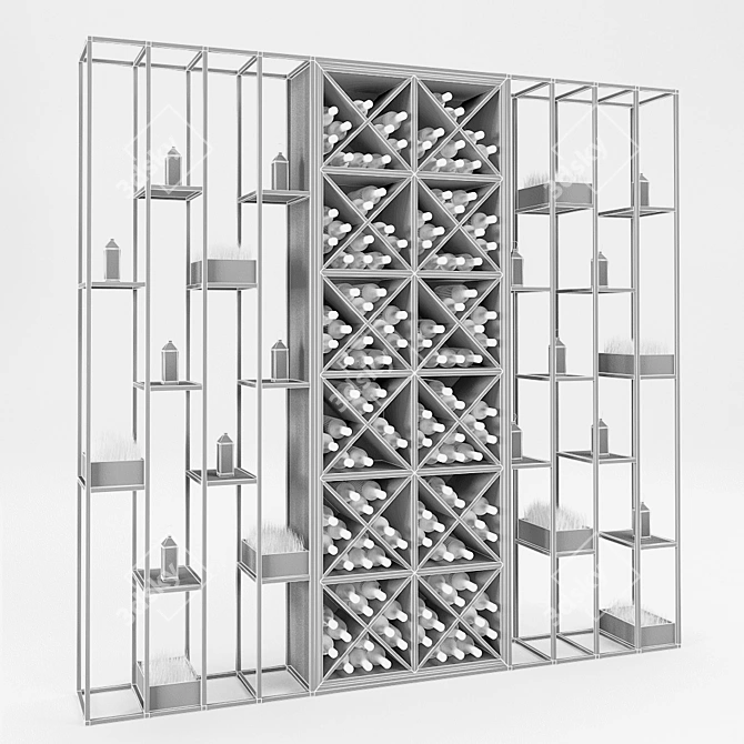 Modular Wine Shelf Station 3D model image 3