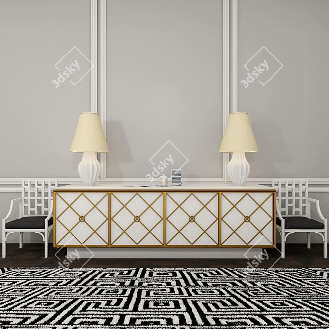 Versatile Dresser Set: Light Fixture, Table Lamp, Chair 3D model image 1